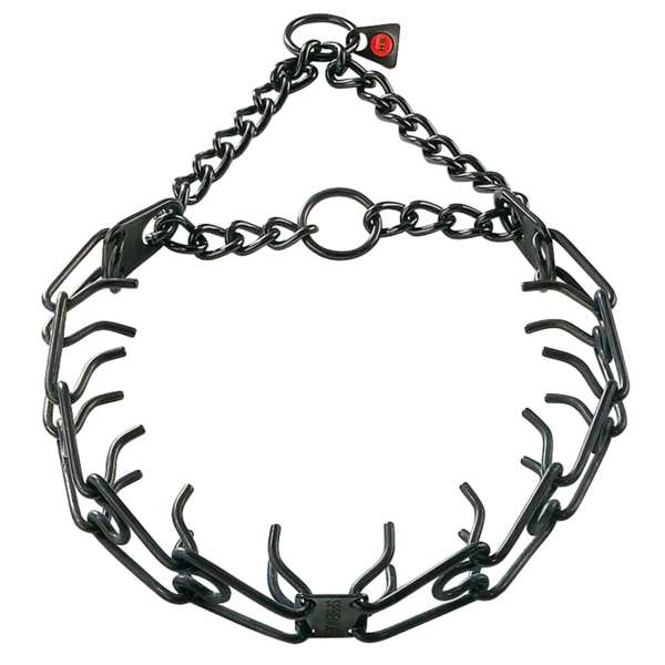 Prong collar of strong black stainless steel for ill behaved pets