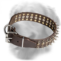 Wide Leather Golden Retriever Collar with Reliable Buckle