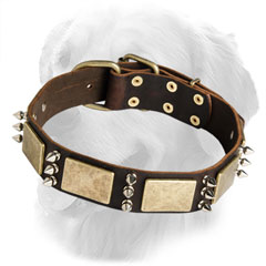 Original Leather Collar with Nickel Spikes