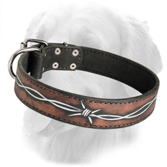 Barbed Wire Drawing Leather Collar