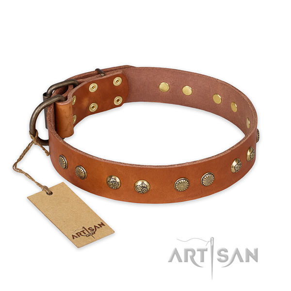 Incredible full grain genuine leather dog collar with reliable D-ring