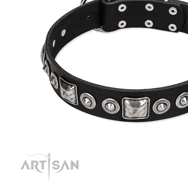 Leather dog collar made of top notch material with studs