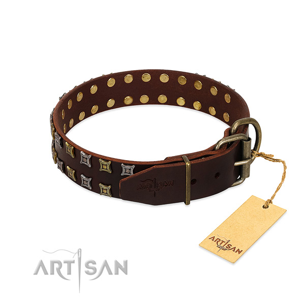Flexible full grain leather dog collar created for your pet