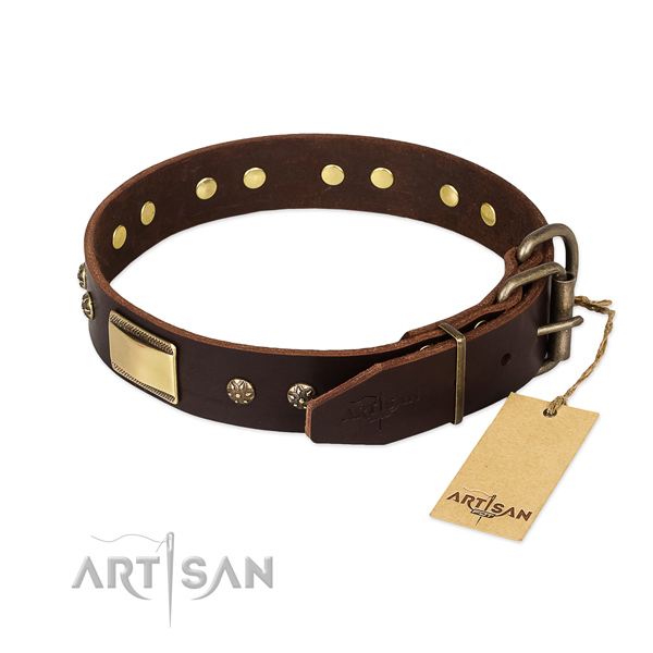 Fashionable full grain leather collar for your doggie