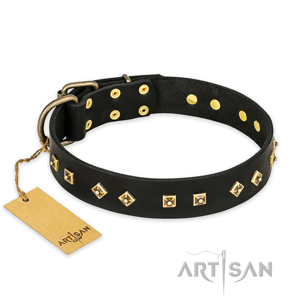 Fine quality leather dog collar with durable buckle