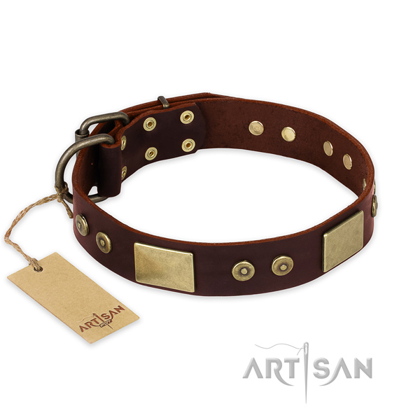 Incredible natural genuine leather dog collar for daily use