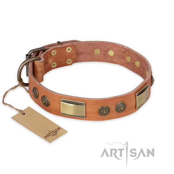 Convenient full grain genuine leather dog collar for handy use