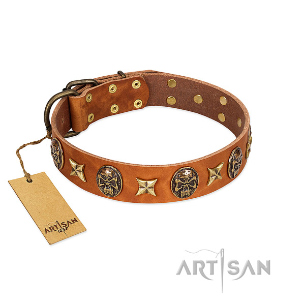 Handmade full grain leather collar for your four-legged friend
