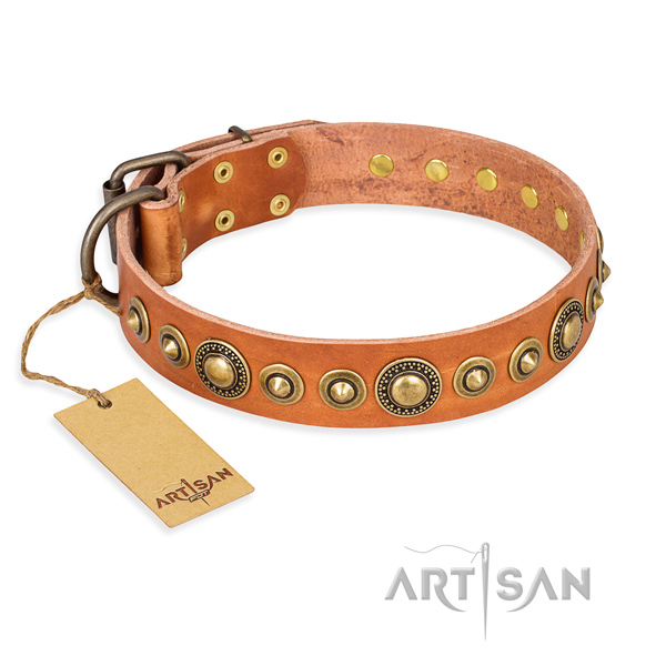 Flexible full grain genuine leather collar made for your dog