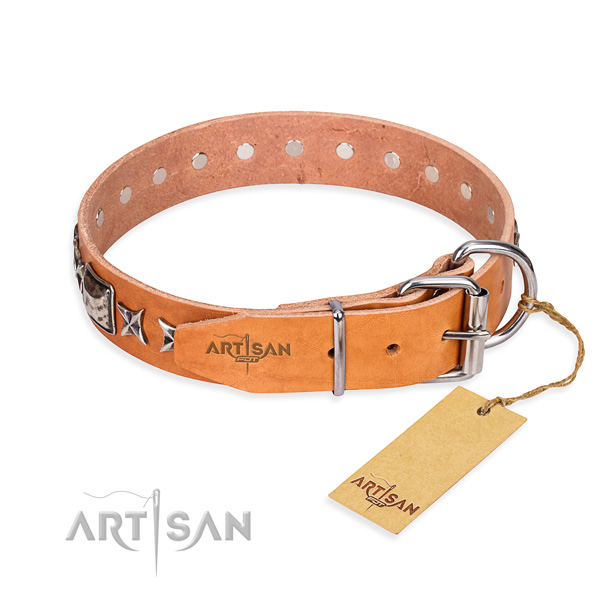 Finest quality studded dog collar of full grain leather