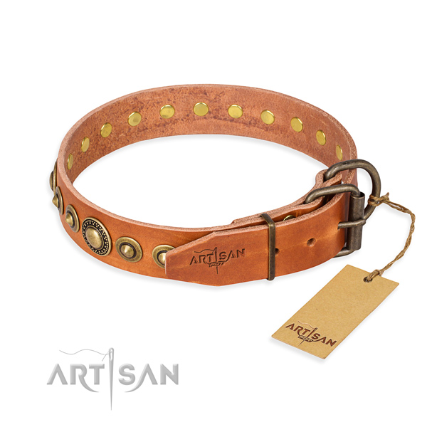 High quality genuine leather dog collar crafted for daily use