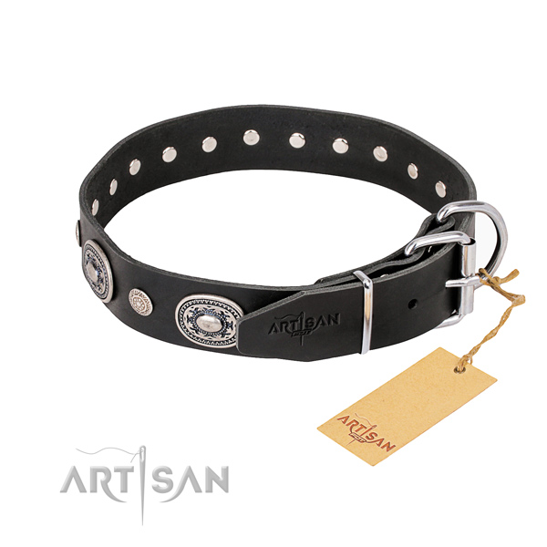 Soft to touch natural genuine leather dog collar created for everyday use