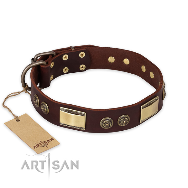 Best quality full grain genuine leather dog collar for comfortable wearing