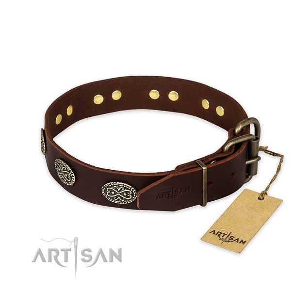 Rust resistant hardware on leather collar for your handsome canine