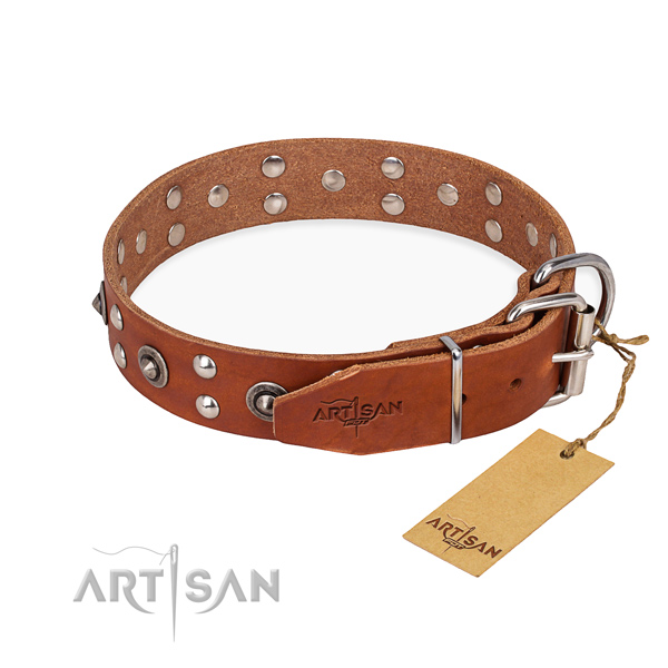 Durable hardware on full grain leather collar for your attractive four-legged friend
