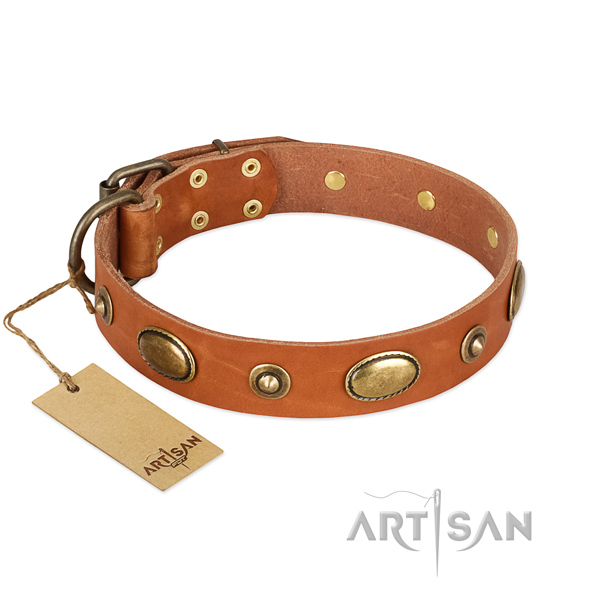 Comfortable full grain genuine leather collar for your four-legged friend
