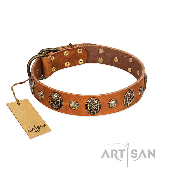 Handmade genuine leather dog collar for easy wearing