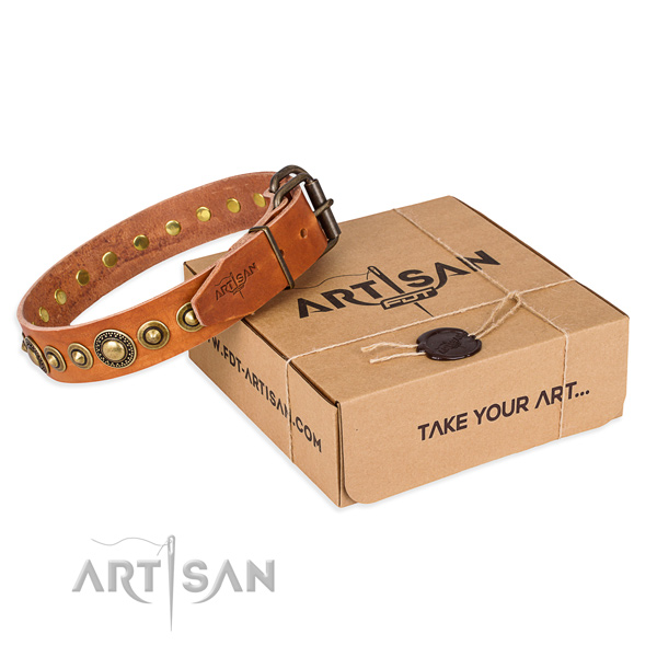 Best quality full grain natural leather dog collar handcrafted for daily use