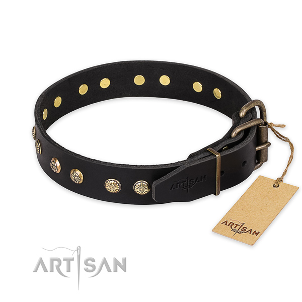 Rust resistant buckle on full grain genuine leather collar for your attractive pet