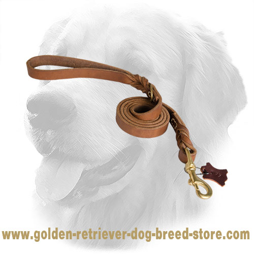 Leather Golden Retriever Leash with Strong Snap Hook